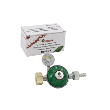 DRAGONKIT DK-004, Регулятор давления газа с предохранительным клапаном, кнопкой и манометром (00-00002765)