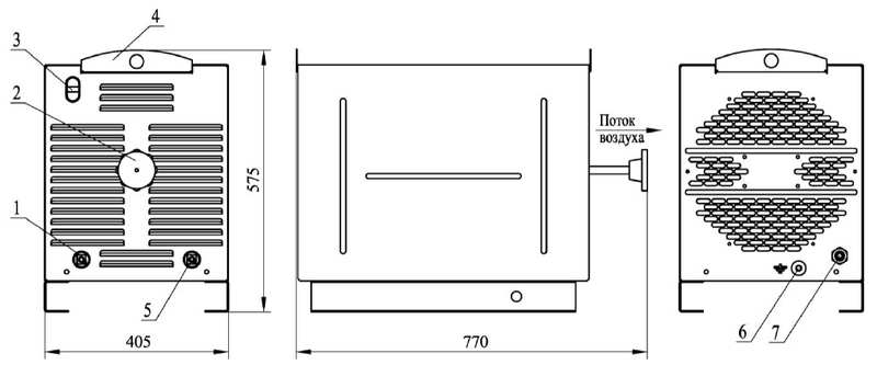 Общий вид, габаритные размеры и масса выпрямителя ВД-313