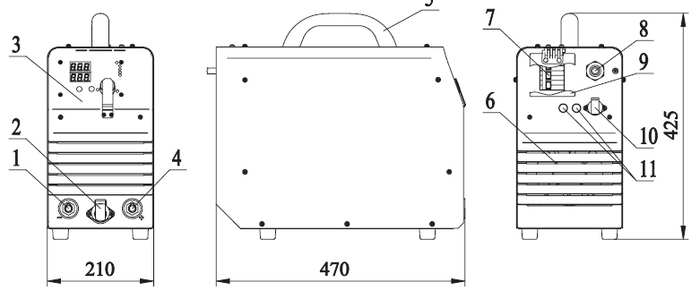 Общий вид, габаритные размеры и масса выпрямителя Строитель МИГ-4000