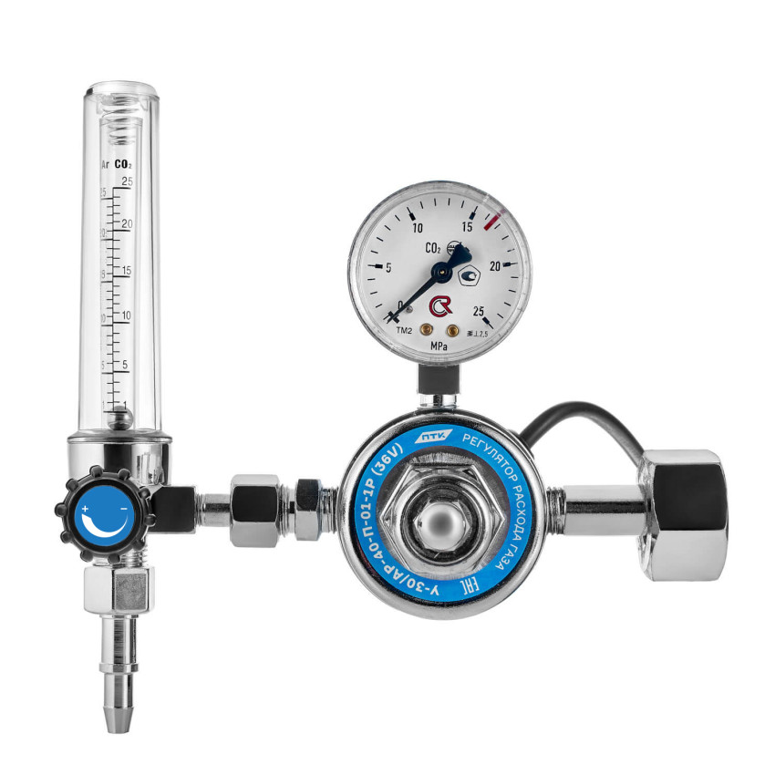 У-30/АР-40-П-01-1Р (36V), Регулятор расхода газа с подогревателем на 36В и одним ротаметром (001.010.610)