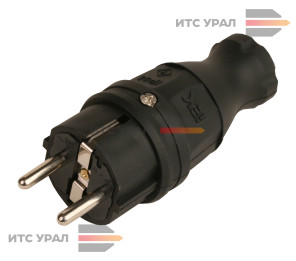 Вилка прямая 16А IP44 каучук IEK