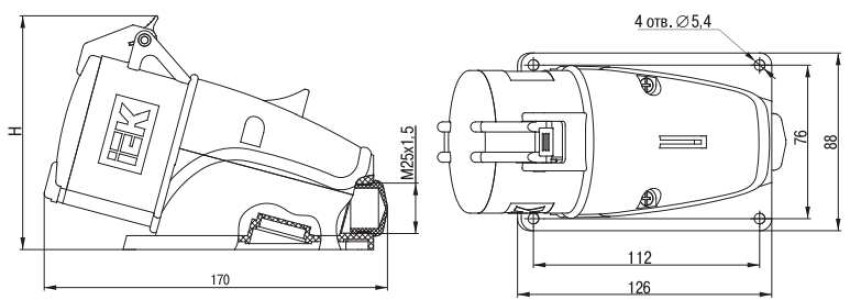 Габаритные размеры розетки