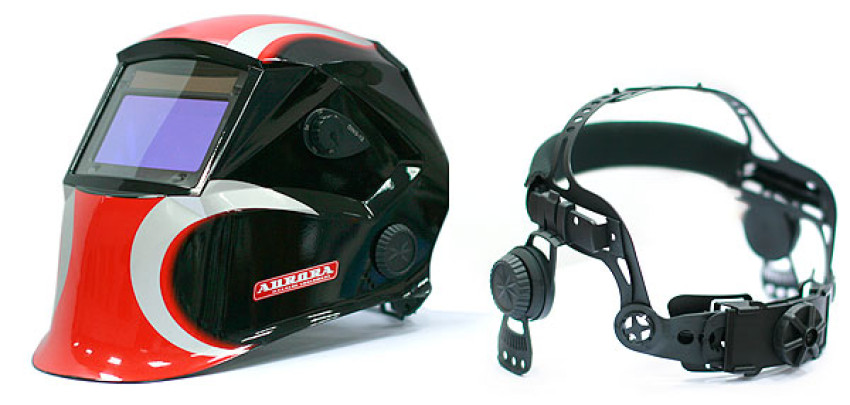 Aurora SUN-7 чёрно-красная, Маска сварщика Хамелеон c увеличенным светофильтром