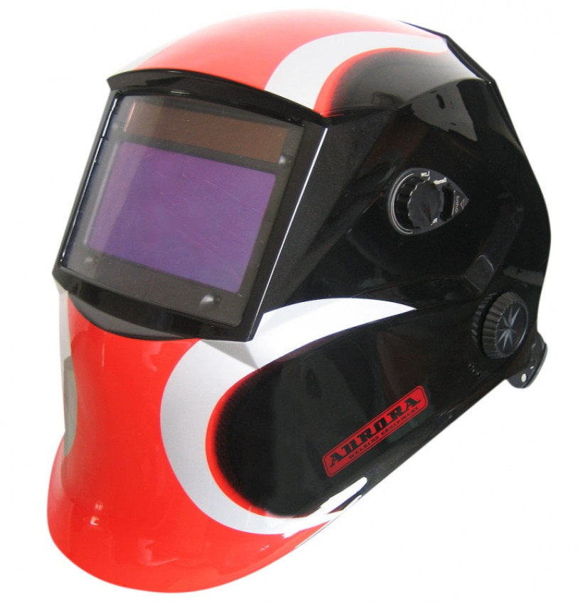 Aurora SUN-7 чёрно-красная, Маска сварочная Хамелеон c увеличенным светофильтром